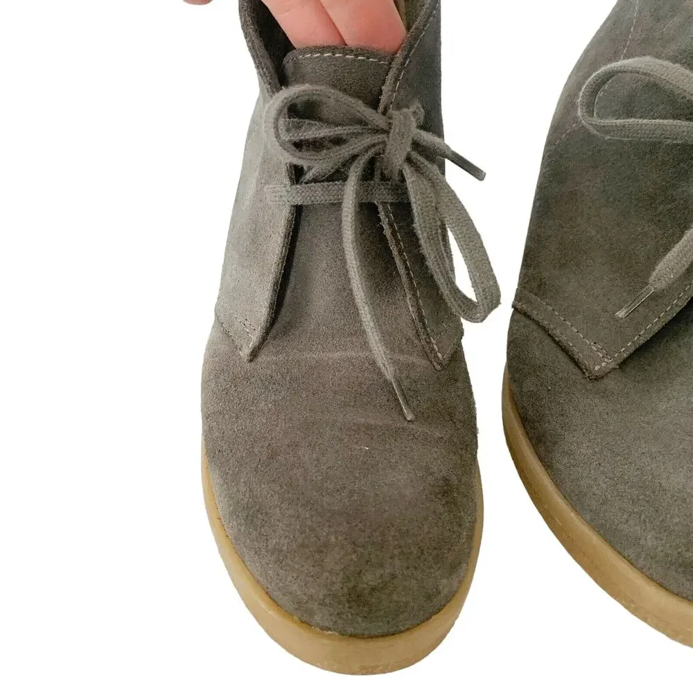 J Crew Lace Up Wedge Ankle Suede Boots Booties Shoes Women's Size 8 Grey